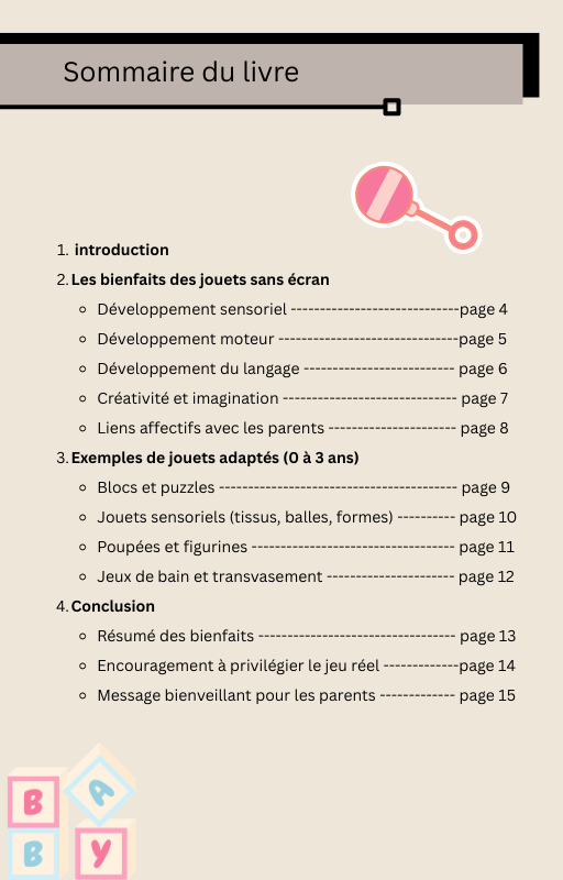 Le livre des bienfaits pour l'enfant de jouer sans écran deuxième partie.