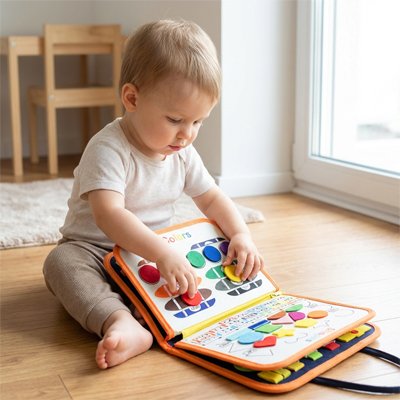 Busy Board Bébé – Éveil Sensoriel et Motricité Fine