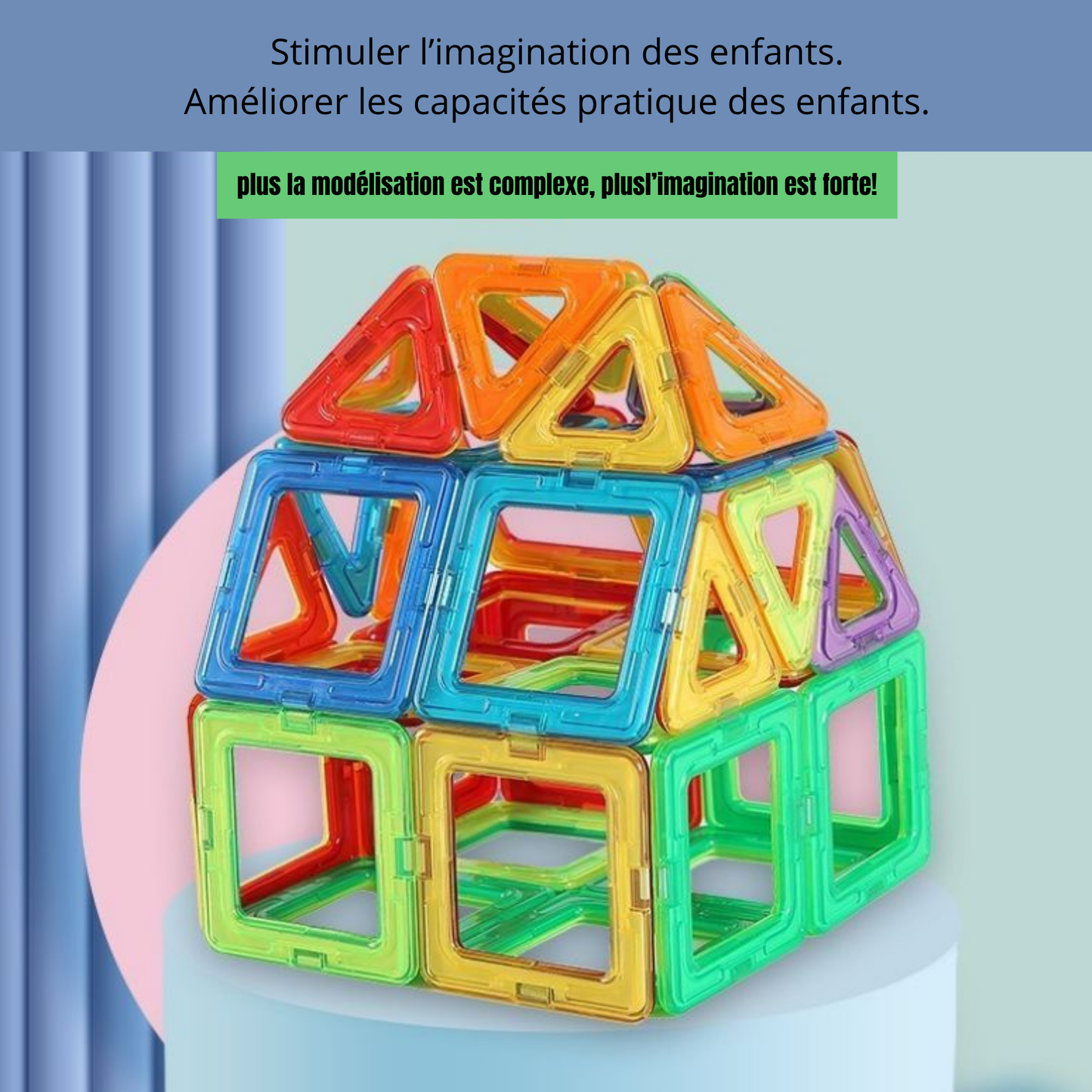 Jouets Éducatifs STEM – Blocs Magnétiques Colorés pour Petits Architectes