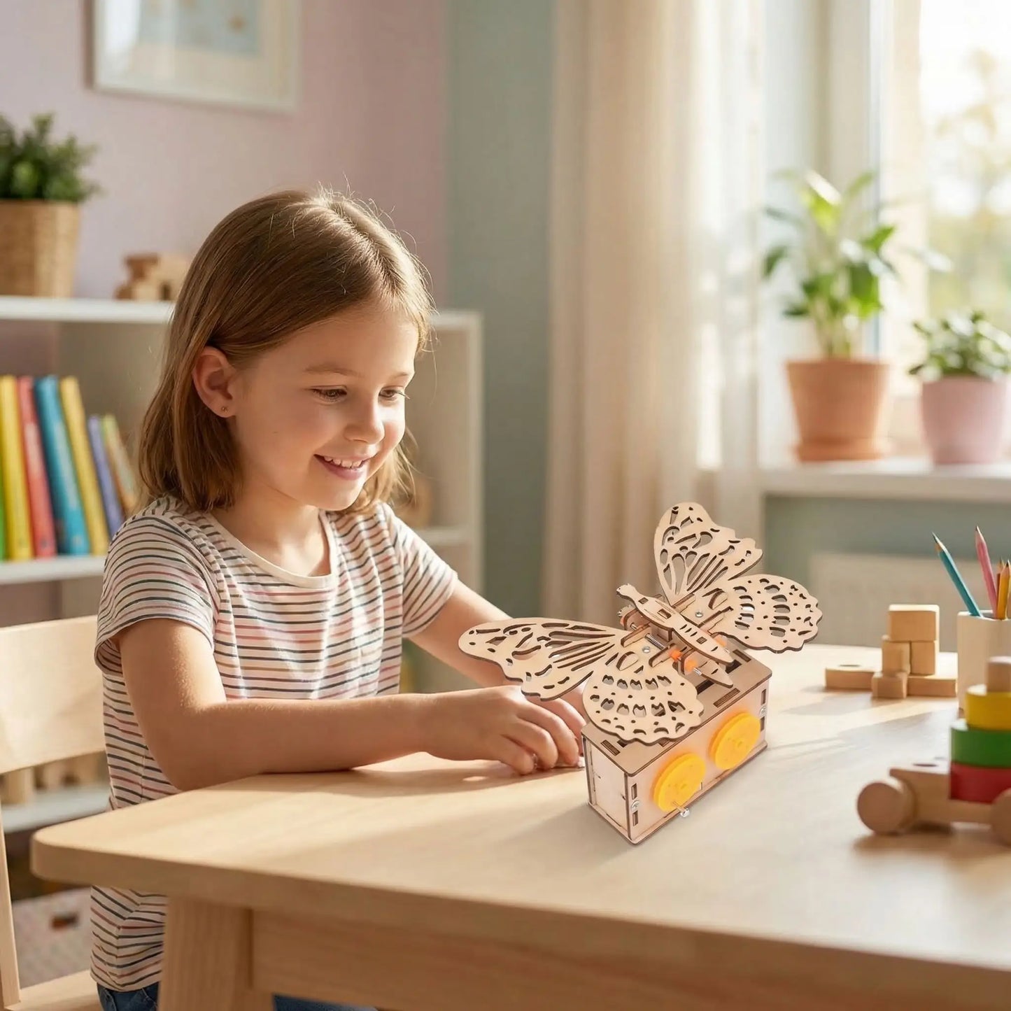 puzzle 3d en bois | Kit Girouette DIY STEM Educatif Scientifique papillion