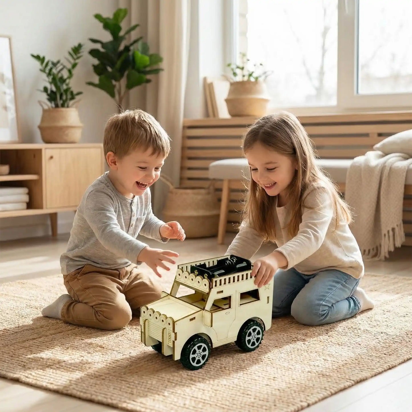 puzzle 3d en bois | Kit Girouette DIY STEM Educatif Scientifique jeep