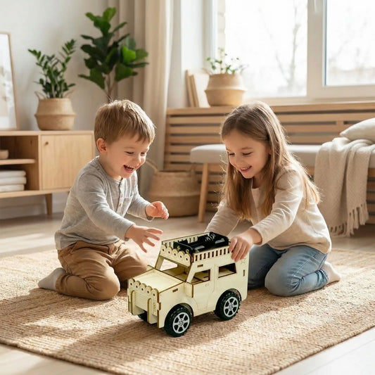 puzzle 3d en bois | Kit Girouette DIY STEM Educatif Scientifique jeep