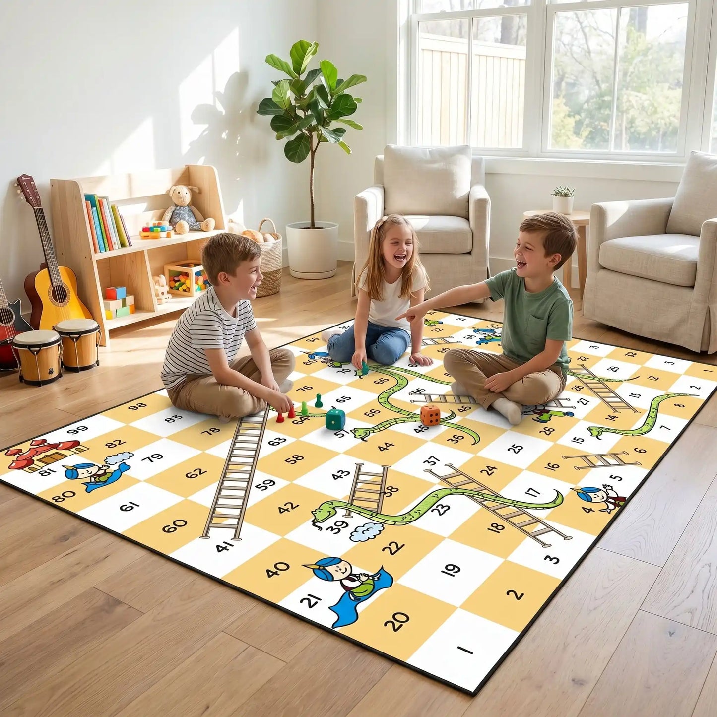 tapis de jeux pour bebe | antidérapant serpents et échelles | Flanelle