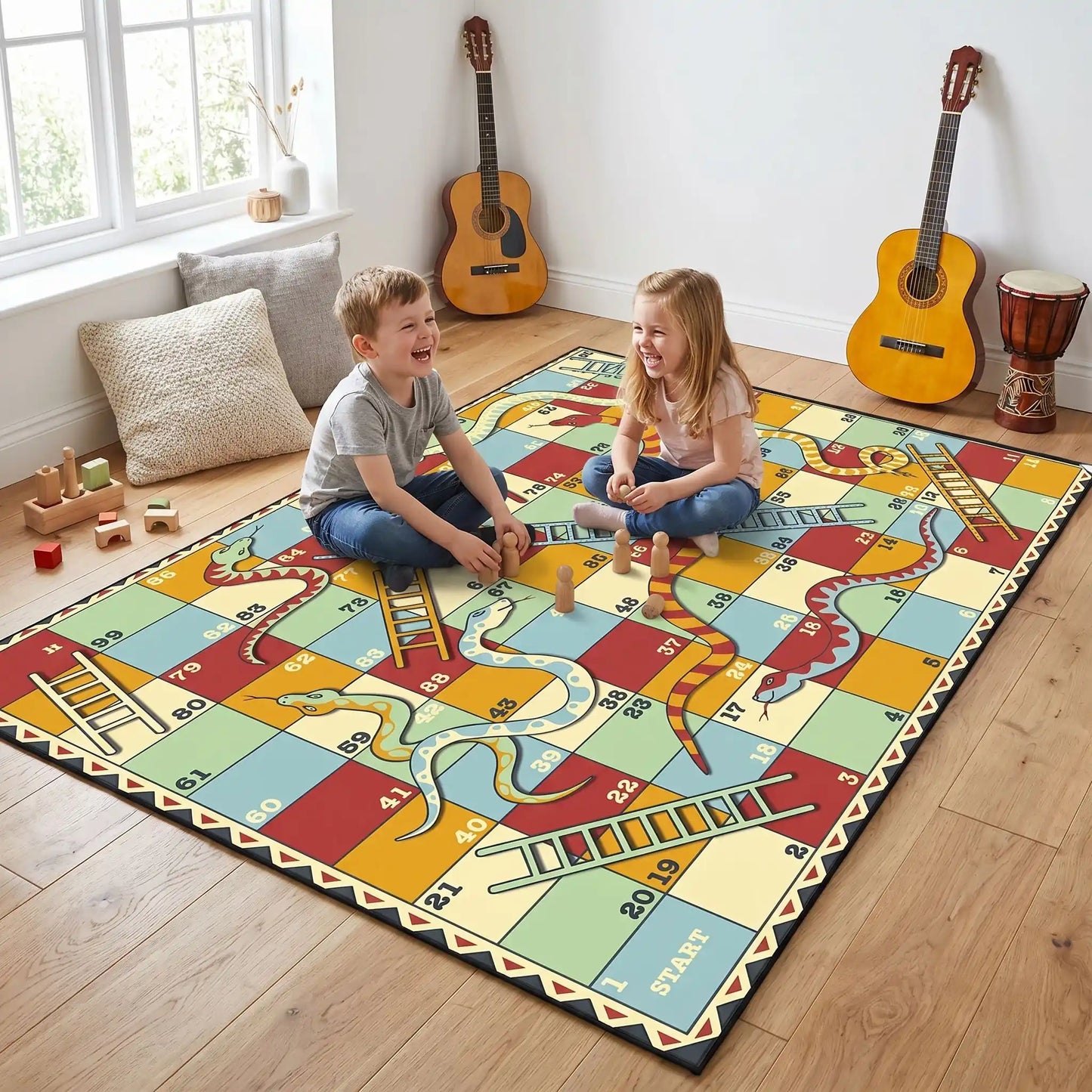 tapis de jeux pour bebe | antidérapant serpents et échelles | Flanelle