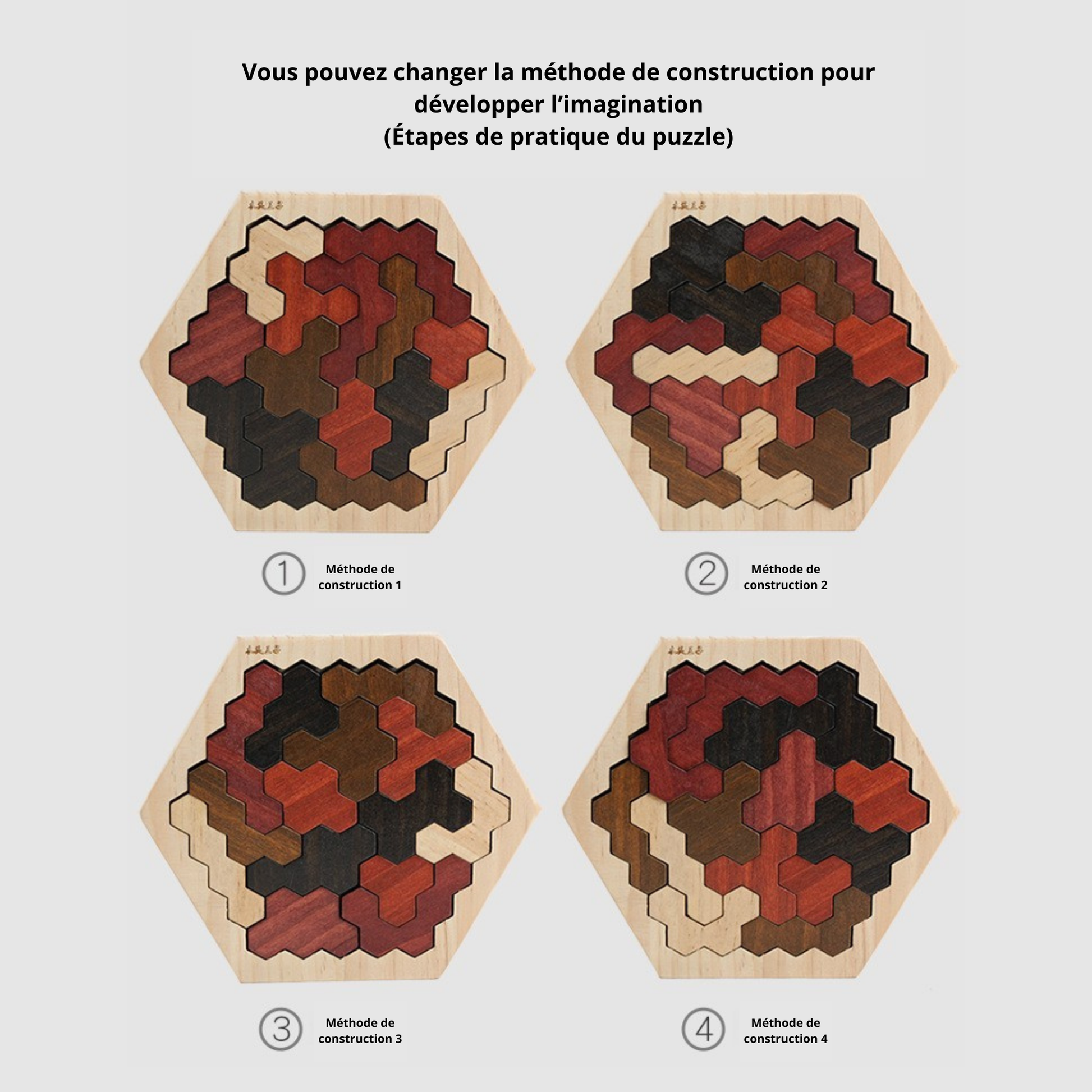 Jouet en bois Montessori : puzzle éducatif et créatif pour enfants