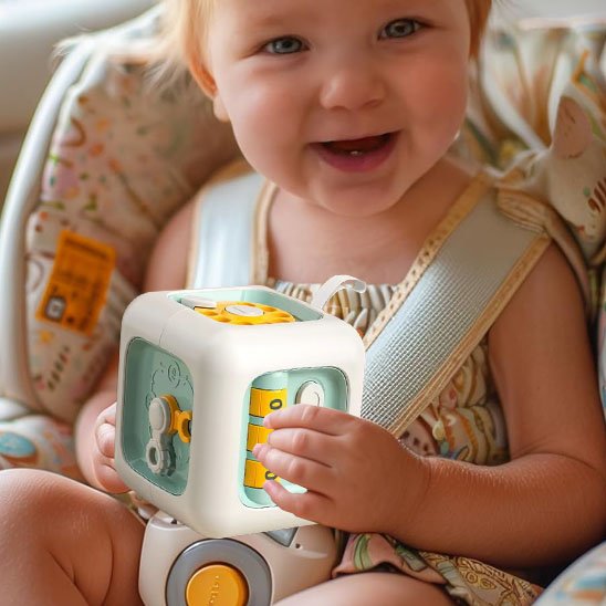 Cube Bébé Sensoriel – Jouet d’Exploration et Motricité Fine

