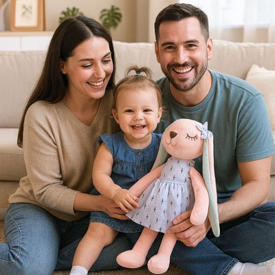 Peluche Lapin Cadeau – Doudou Élégant et Ultra Doux pour Enfant
