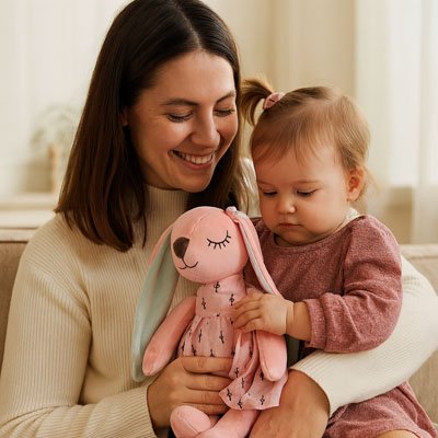 Peluche Lapin avec Oreilles Tombantes – Design Doux et Réconfortant
