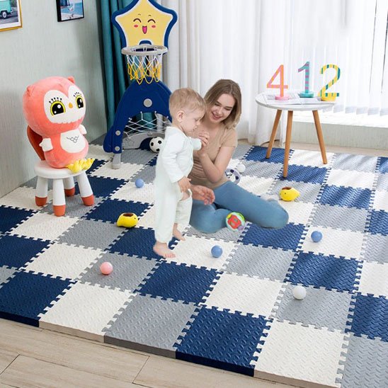 Tapis de Jeu Bébé Modulable – Dalles Épaisses Antichoc et Antidérapantes
