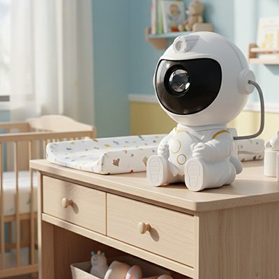 Veilleuse Projection Bébé – Lampe Astronaute avec Caméra et Surveillance
